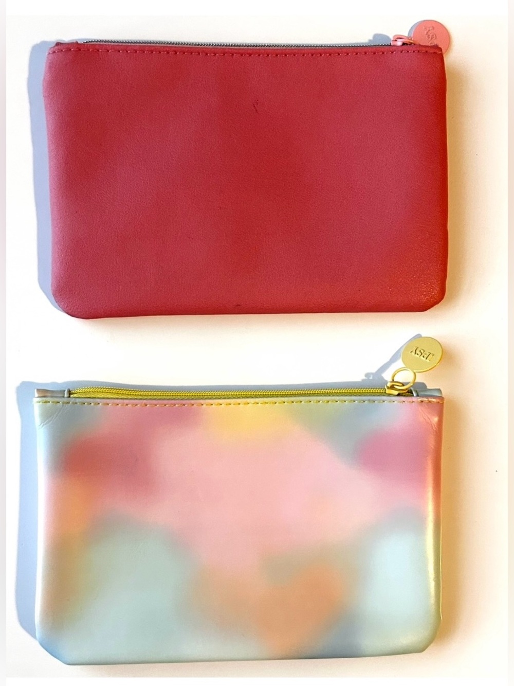 Ipsy Pink 'DISCOVER' Zip Pouch + Pastel Watercolor Zip Pouch Set of 2 - Picture 3 of 4